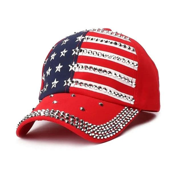 American Flag Baseball Cap Sparkle Studded Flag Deim Hip Hop Hat Outdoor Casual Style Man Unisex Hat For Women Girls 241225