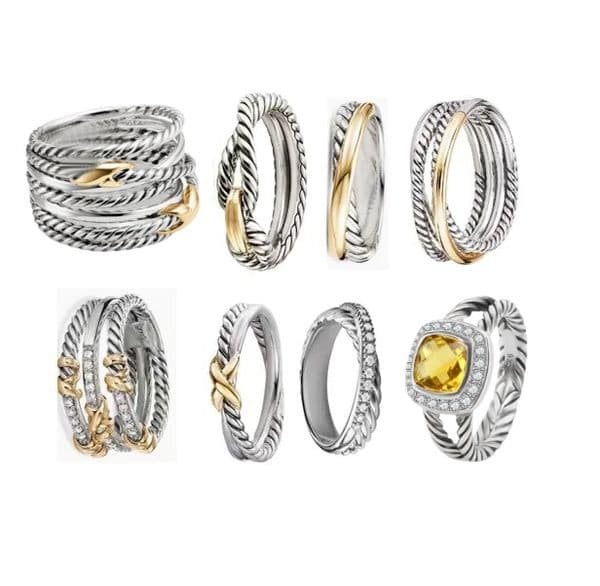 Hot selling band Rings Twisted Two Color Cross pearls Designer Ring for Women Fashion 925 Sterling Silver Vintage Jewelry Luxury Diamond Wedding Gift