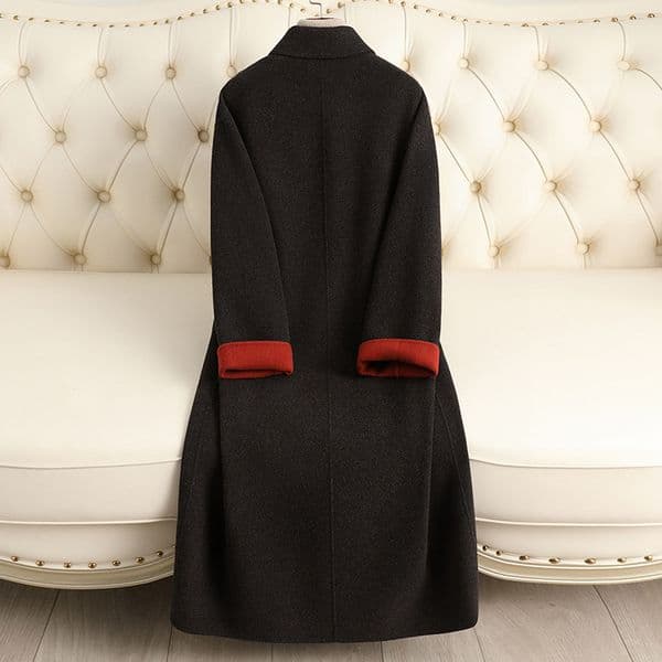 D6547 New autumn and winter contrast color loose high-end woolen coat