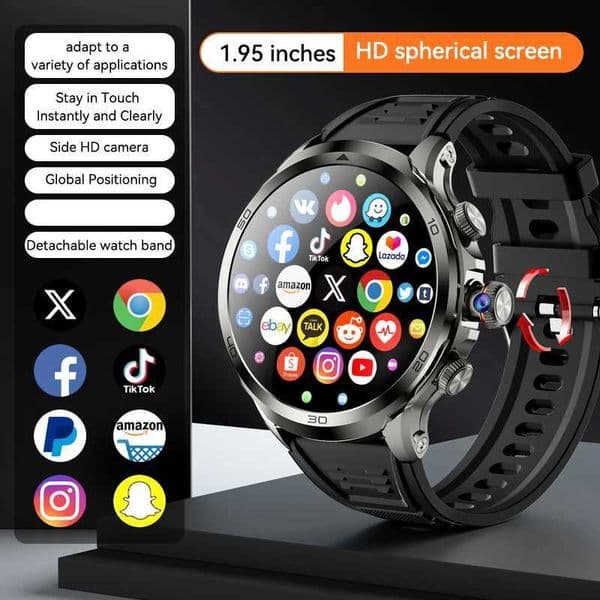 Net Round Man Android 8.1 AMOLED Smart Watch Phone 1200mAh 8MP Camera GPS Wifi SIM Card Slot Fitness App Download 26Y0422