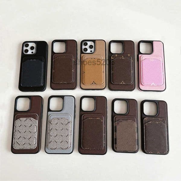Cell Phone Cases designer Case Credit Card for apple iPhone 15 Luxurys Designers 14 Pro Max 13 12 Cover Brown Flower Letters Wallet V7ZN