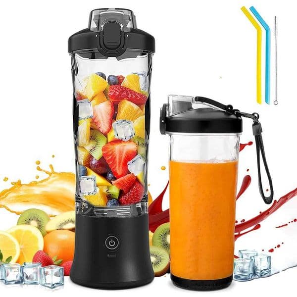 Portable Blender Mini Portable Fruit Juicer Automatic Smoothies Fresh Juice Blender USB Rechargeable Electric Juicer Mixer 600mlXJ241227