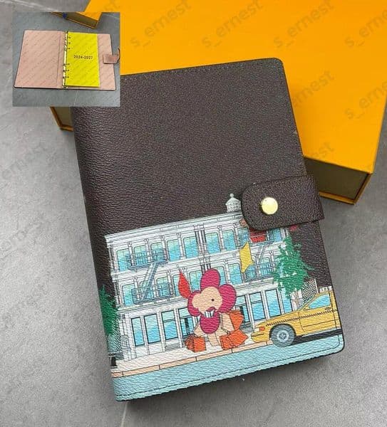 Designer Medium Desk Agenda Cover Ring Agenda Cover Holders Memo Planner Men Women Cartoon Notebook Planner Diary Agendas Protective Case Card Wallet