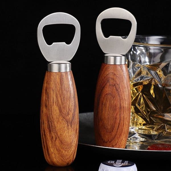 Beer Bottle Opener 304 Stainless Steel Bottle Lifting Device Household Restaurant Rosewood Wooden Handle LX6887