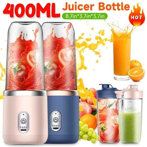 1pc Blue Portable Small Electric Juicer Stainless Steel Blade Cup Juicer Fruit Automatic Smoothie Ice Maker Blender Kitchen ToolXJ241227