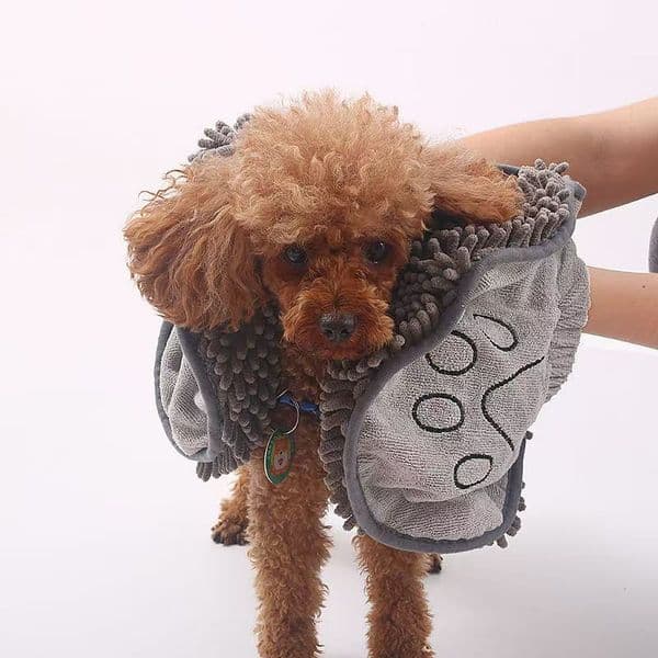 Dog transformed into bath pad super soft absorbent and quick drying machine washable dog towel with detachable strap