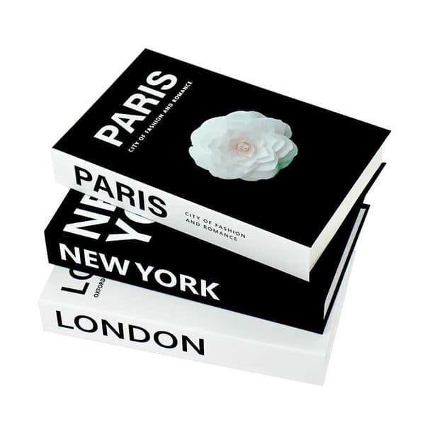 3Pcs/Set Fake Books Set for Decoration Coffee Table Ornaments Modern Home Decoration Luxury Faux Book Set London New York ParisXJ241228