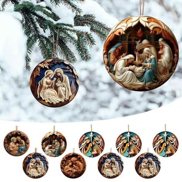 Nativity Scene Ornaments Acrylic Flat Hanging Pendant Keepsake The Birth of Jesus Decor for Christmas Tree Party Car Wall DoorXJ241228