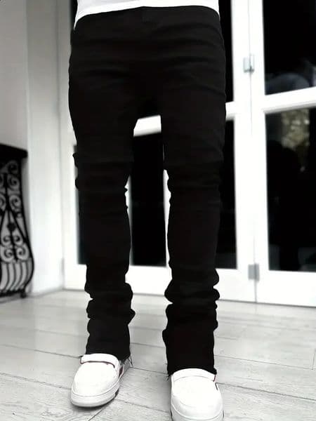 2024 Autumn Denim flared Jeans Pants Black Men Slim Fit Jeans for Men Quality Cotton Business Casual Wear Mens Denim Pants 241224
