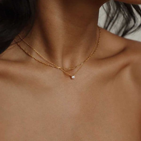 Double Shining Zircon Pendant Necklace 925 Silver Fashionable Stacked Daily Charm Gift Comes with Womens Multi functional Necklace W241230