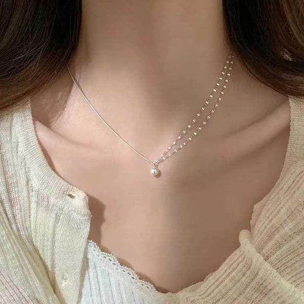 Fashionable 925 sterling silver pearl necklace simple style charming womens pendant necklace a gift from Botai for friends exquisite jewelry W241230