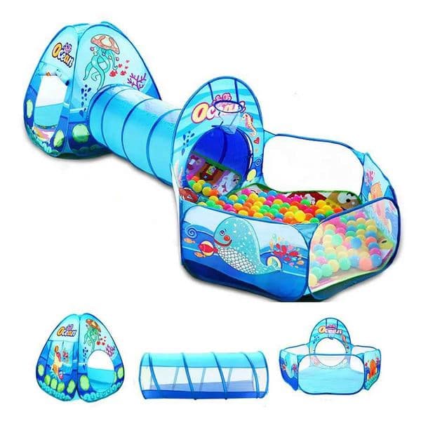 3-in-1 childrens tent toy camping tent portable childrens ball pool childrens game house crawling tunnel outdoor pop-up tent W241230