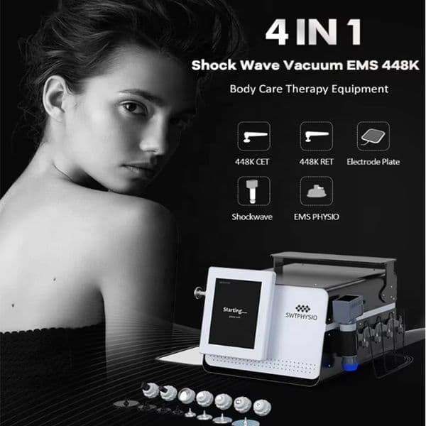 4 IN 1 Electro-magnetic Shockwave Therapy Cet Ret 448Khz Fat Burning Body Slimming Device Fast Relieve Pain Loss Weight Cellulite Reduction Machine
