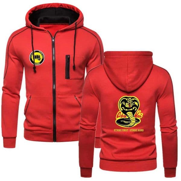 Men's Hoodies Sweatshirts Cobra kai 2024 Men Spring Autumn Solid Color Hoodies Fashion Slim Fit Long Sleeve Printing Design Sport Casual Zipper Outwear J241230