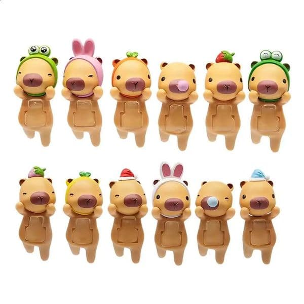 Capybara Action Figurines Cartoon mini Statue cute Animals Figure Mobile Phone Computer Screen Decor Car Ornament 241230