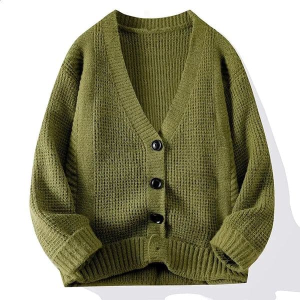 2024 Autumn and Winter Mens Cardigan Vneck Fashion Sweater with Thick Long Sleeves Outside Comfortable Warm 241230