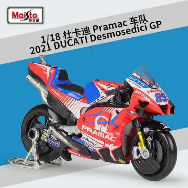 1 18 Moto Gp 2021 #5 #89 Ducati Pramac Racing Team Simulation Alloy Motorcycle Model Finished Toys Collection Gift Accessories W241231