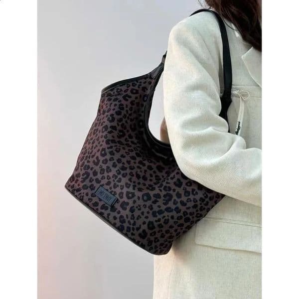 GAINNY Vintage Large Leopard Tote Womens Y2k Shoulder Bag Korean Fashion Aesthetic Handbags Female Youth 241226