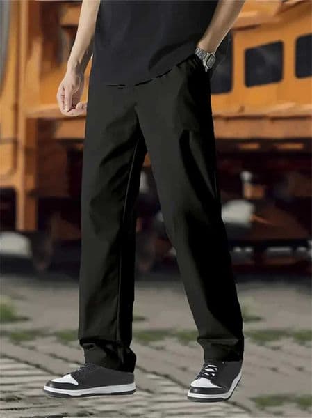 Mens casual pants fashionable jogging pants loose straight wide leg Trousers cotton retro merchandise pants mens solid streetwear W241231