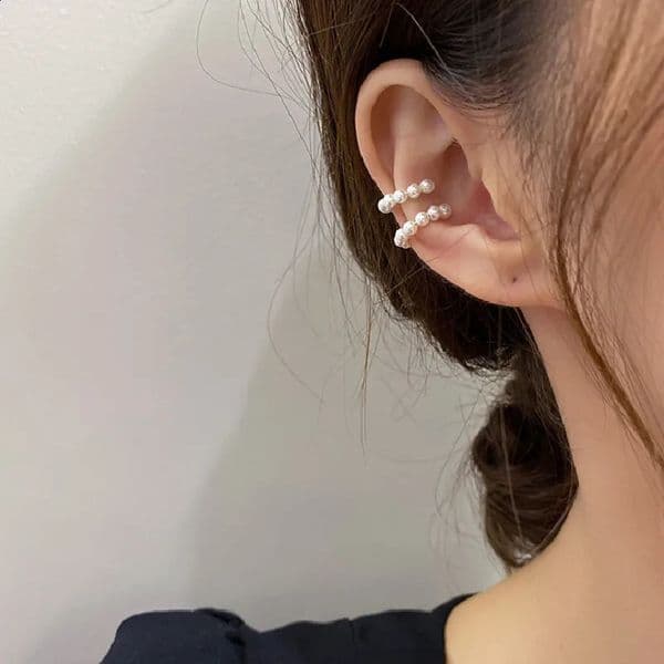 Elegant Simple Pearl Ear Cuff Piercing Clip on Earrings for Women Fashion Korean Sweet Wedding Jewelry 241225