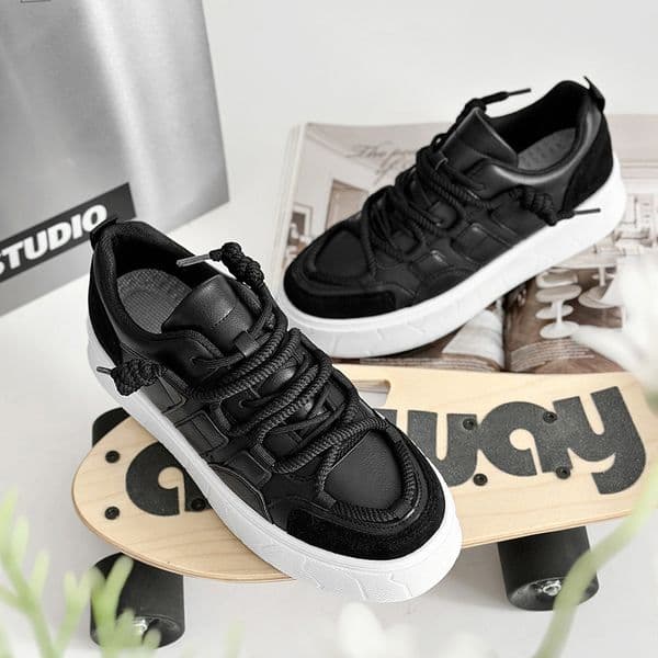 Men Casual Shoes Fashion Versatile Breathable Thick Sole Trendy Black Beige White Free shipping