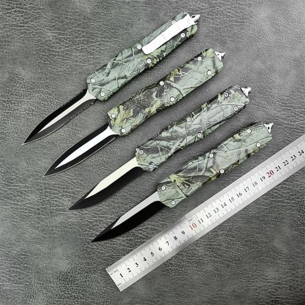 Models A Camo Knife Satin c Blade Alloy Handles Double action Tactical Survival gear Pocket knives with Nylon sheath