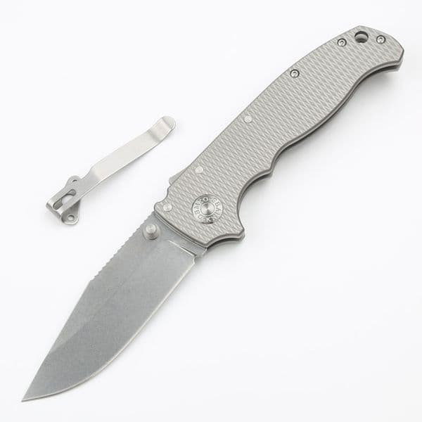 High End AD20 Folding Knife D2 knives Stone Wash pocket knife Blade CNC TC4 Titanium Alloy Handle tactical knife Ball Bearing Outdoor Camping Hiking EDC Pocket