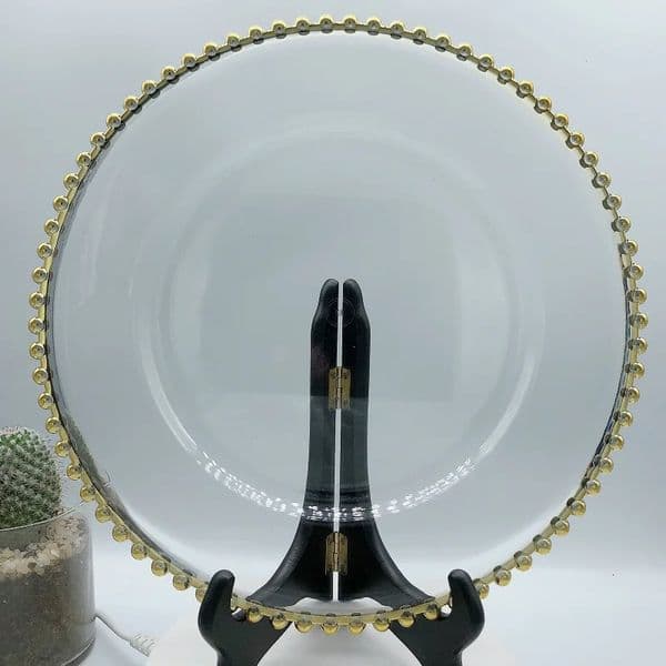 50pieces Side Panels Round Charger Plates Plastic Trays With Beaded Edges Plastic Plates Dinner Chargers For Receptions Weddin 240618