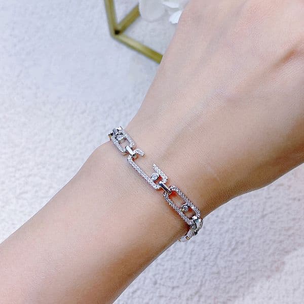 designer Bracelet Anklet for woman couple Gold plated 18K classic style 925 silver official reproductions European size jewelry fashion premium gifts diamond 009