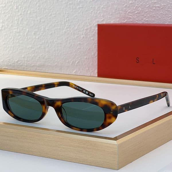 2024 Summer Fashion New Women SHADE Sunglasses SL 557 Narrow Long Cat Eye Acetate Oval Frame With Polyamide Lens Designer Luxury Sunglasses