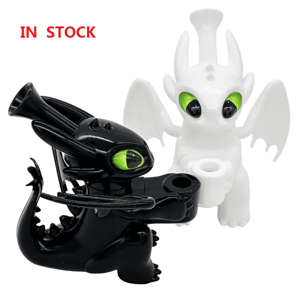 Retail 5.5 Inch Black White Night fury Dragon Shape Silicone Hookah Bong Shisha Smoking Water Pipe With 14mm Glass Bowl IN STOCK