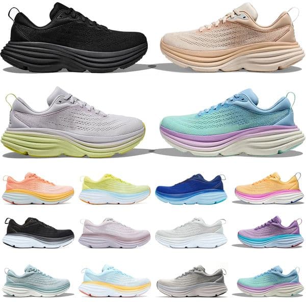 One Running Shoes For Men Women One Bondi 8 Triple White Black Wide Trainers Stinson Sneakers mens woman gym shoe sports 36-45