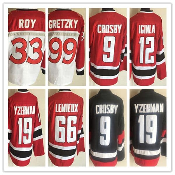 Team CA Vintage Ice Hockey Jerseys Sidney Crosby Wayne Gretzky 66 Mario Lemieux Joe Sakic Steve Yzerman Al Macinnis Jarome Iginla Eric Lindros Patrick Roy Brodeur Men
