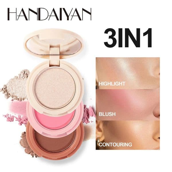 3 In 1 Matte Highlighter Contouring Blush Palette Pearly Shiny Eyeshadow Multifunctional Face Makeup Palette Female Cosmetic 240705