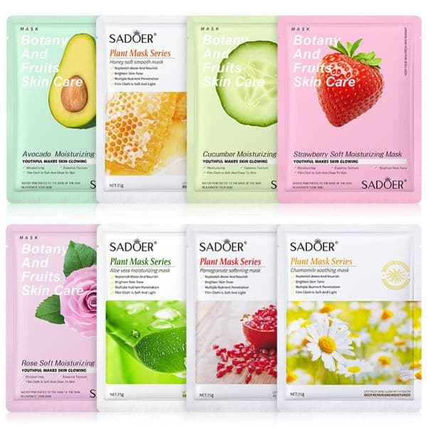 8pcs Natural Plant Face Mask Beauty Skincare Masks Moisturizing Firming Hydrating Mask Face Care Korean Cosmetics 240704