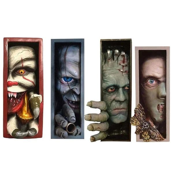 Scary Monster Face Frankensteins Book Corner Bookend Bookshelf Sculpture Horror Gothic Halloween Home Party Decor Statue 240704