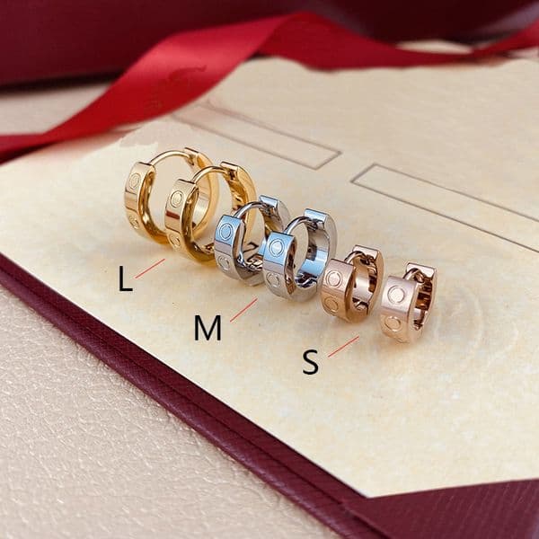 High simple fashion Gold diamond stud earrings for women men Titanium steel love earring exquisite daily outfit classic Earrings