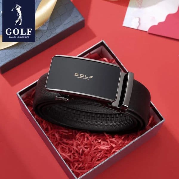 GOLF Mens Belt Business and Leisure Automatic Buckle Layer Cowhide Youth Belt Trendy and Fashionable Belt for Men 240703