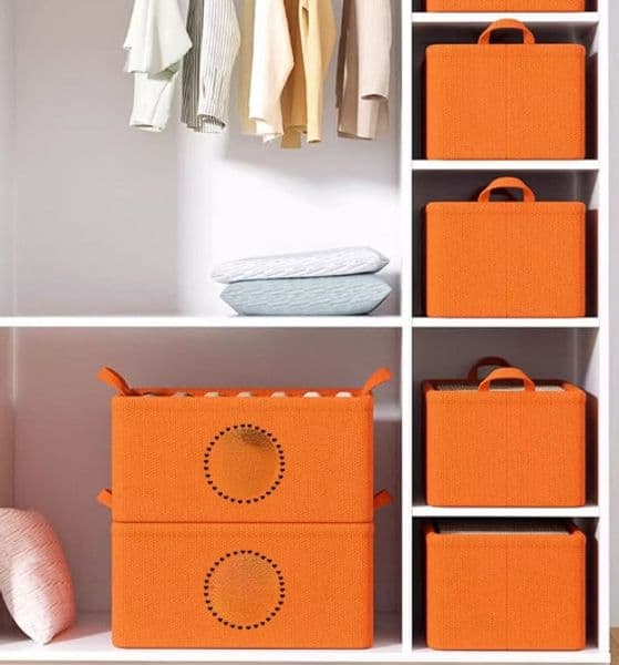 New Cotton Linen Eva Thickened Fold Wardrobe Basket Clothes Socks Sundries Storage Box