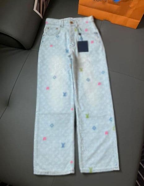 Women's Jeans 24ss New luxury women Spring Casual pants designer jean pant paris Colorful letter embroidery jacquard fabric denim