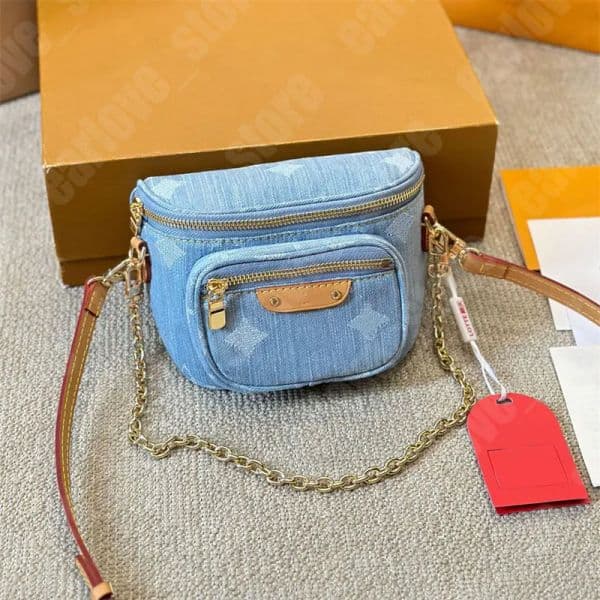 Mens Fannypack Designer Denim Bumbag for Womens Fanny Pack Luxury Cowboy Waist Bag Fashion Leather Belt Bag Retiro Chest Bags Letters Causal Fannypacks