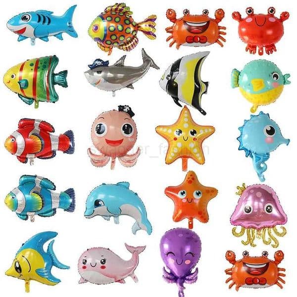 Ocean Animals Balloons Cartoon Fish Balloons Foil Balloons for Boys and Girls Birthday Ocean Themed Party Baby Shower DecorationB270708