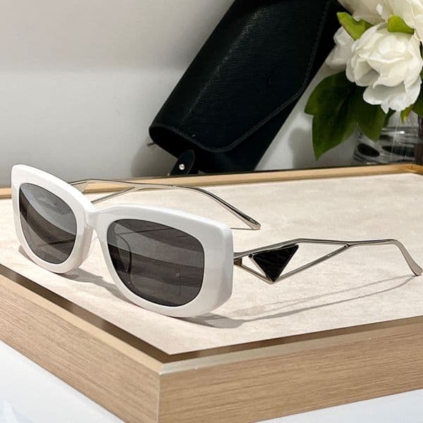 Designer acetate sunglasses SPR14Y Mens Womens casual fashion brand sunglasses UV400 protective metal leg hollowed out with inverted triangle logo design