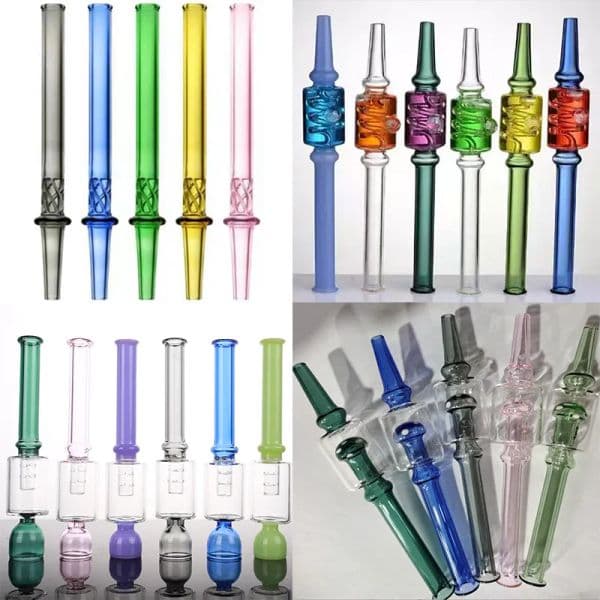 Skull Vortex Twist Glass Dab Straw Nail Filter Tip Smoking Pipe Nector Collector Kit Glycerin Filled Perc Mouthpieces Recycle Heat Water LL