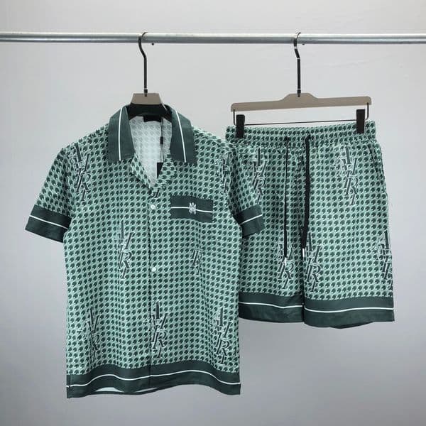 24SS Summer Designers Bowling Shirts Board Beach Shorts 2 Pieces Sets Men Casual Hawaii Shirt Quick Drying SwimWear Pants M-3XL Z11