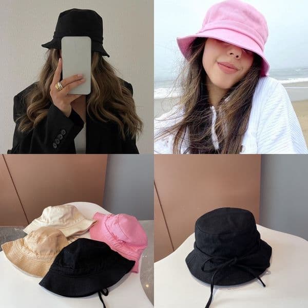 Bob Designer Bucket Hat Designer Hats For Womens Fisherman Hat Fashion Small Brim Pot Hat Drawstring Butterfly Decoration Beach Visitor Honeymelon Bucket Hat
