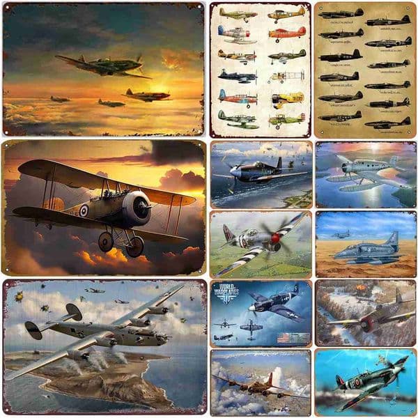 Metal Tin Signs Plaque Airforce Plane Wall Decoration Vintage Art Posters Iron Painting for Man Cave Home Cafe Garden Club BarB240710