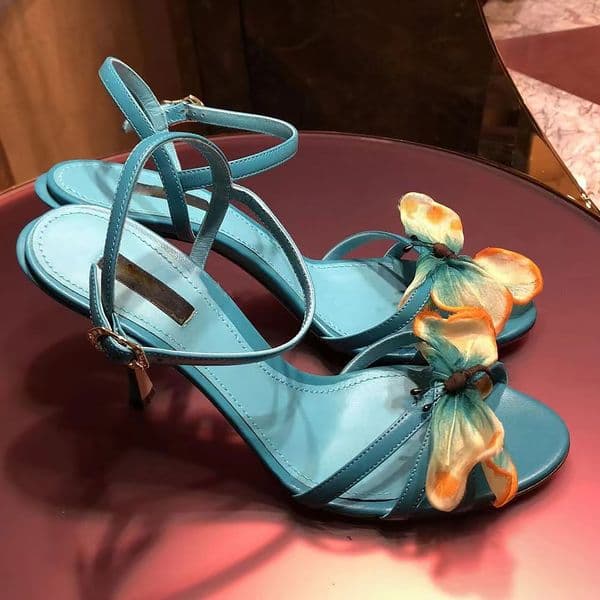 Bowtie flower Crystals Embellished rhinestone heels designer sandals stiletto Heels women's high heeled 10cm Luxury Designers Ankle Wraparound Evening shoes