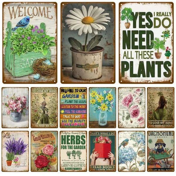 Vintage Metal Sign For Cafe Garden Decorations Retro Tin Sign Home Wall Art Mural Plaque Plate Room Decor Farm Painting GiftB240710