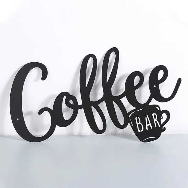 Coffee Sign Metal Hanging Wall Art Plaque Black Letter Silhouette Cafe Kitchen Dining Room Decoration Bar Pub Club PosterB240710